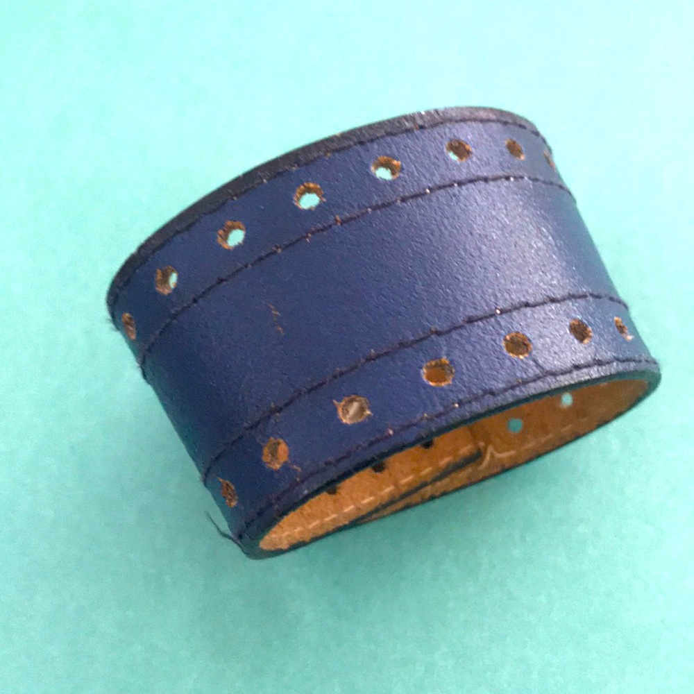 Navy Leather Cuff Bracelet